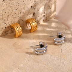 Gold-Silver Chunky Hoop Earrings