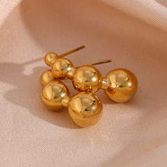 Golden Sphere Cascade Stud Earrings