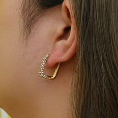 Gold Rectangle Hoop Earrings