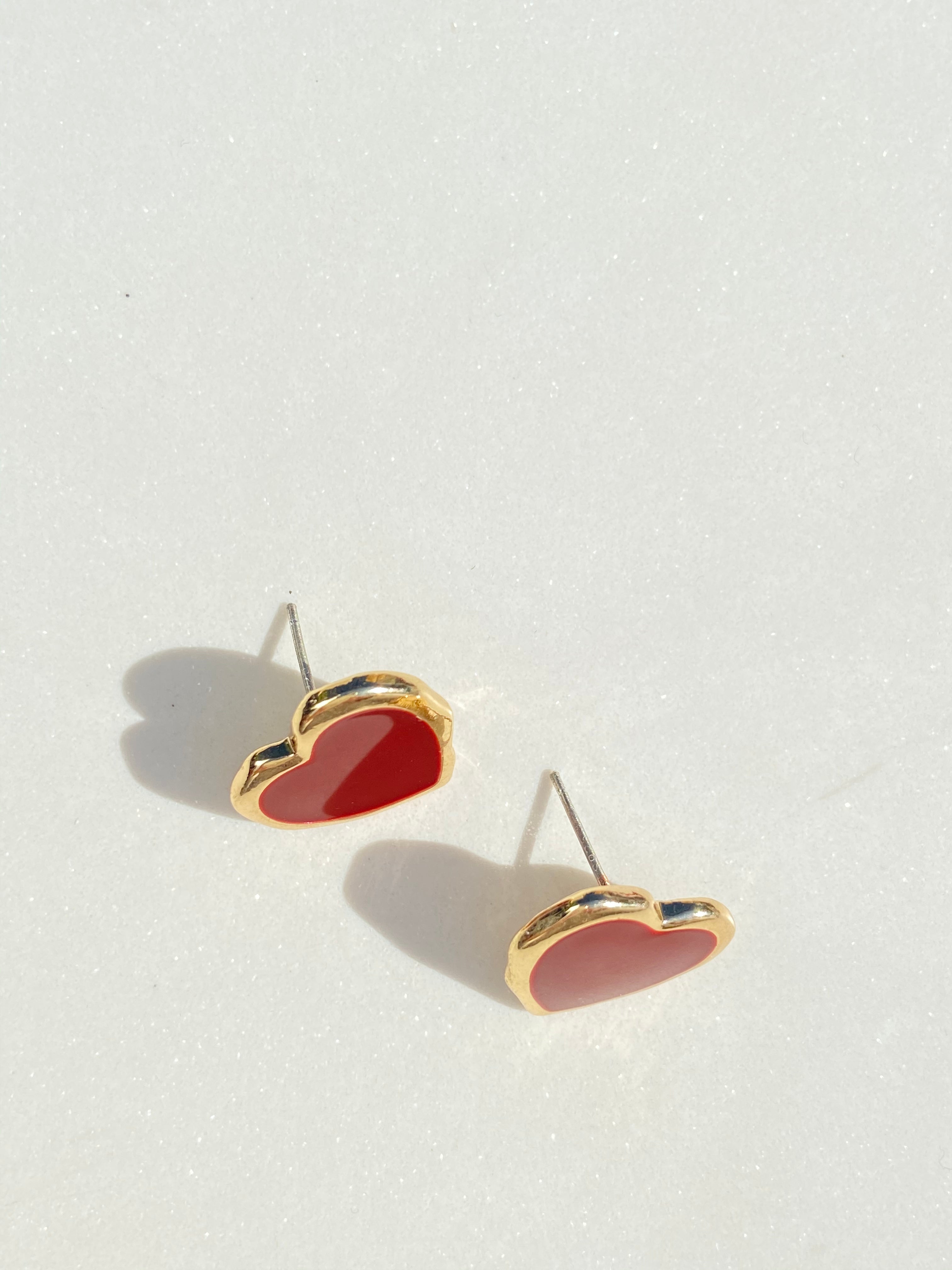 Red Solid Heart Earrings