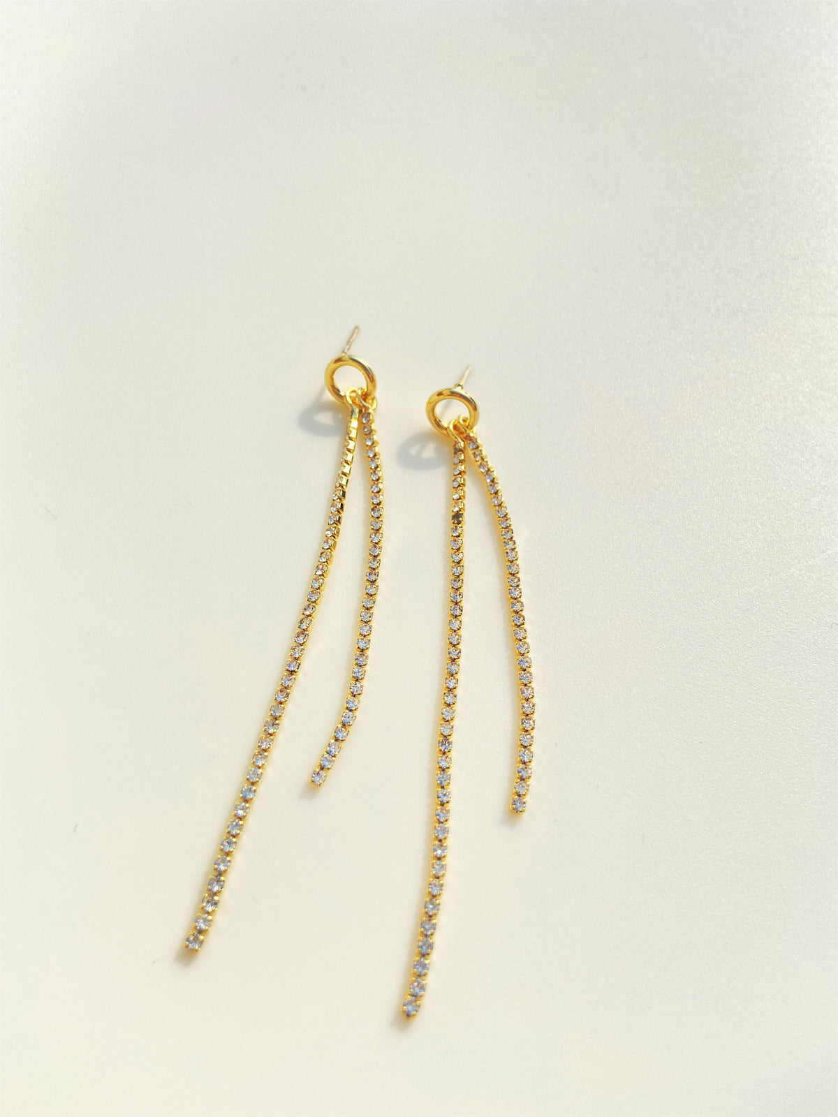 Vintage Gold Rhinestone Tassel Hoop Earrings