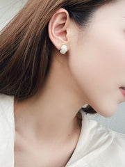 Chunky Enamel Earrings White Korean