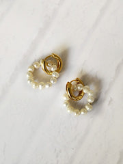 Dainty Pearl Huggie Earrings