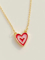 Gold Red Heart Necklace