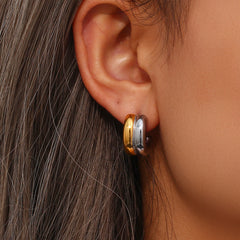 Gold-Silver Chunky Hoop Earrings