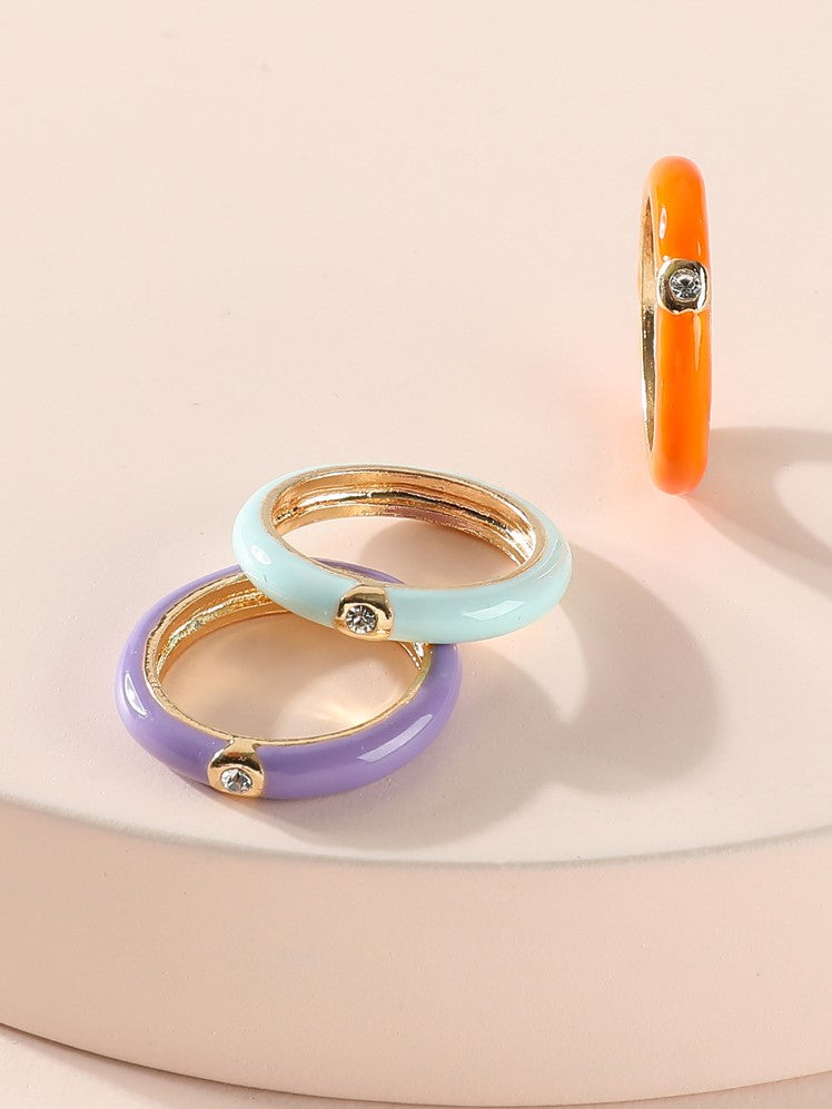 Colored Enamel Ring Set