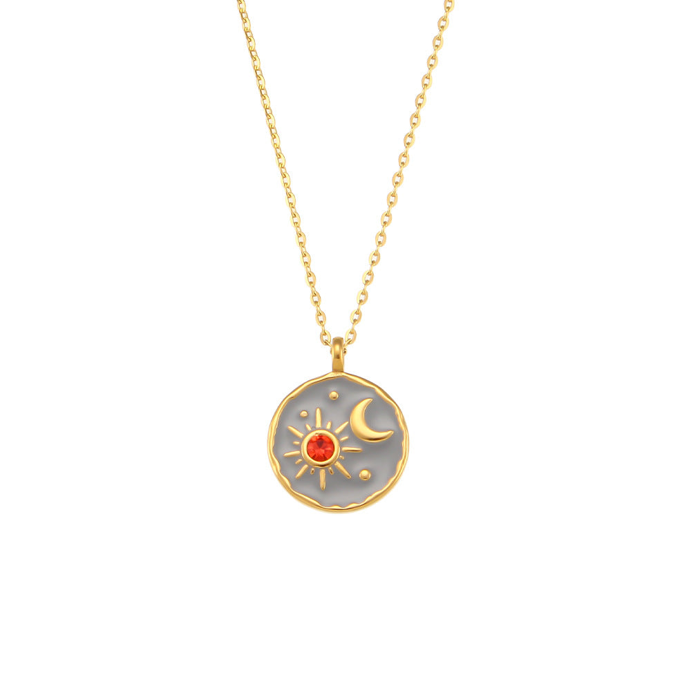 Enamel Sun and Moon Necklace