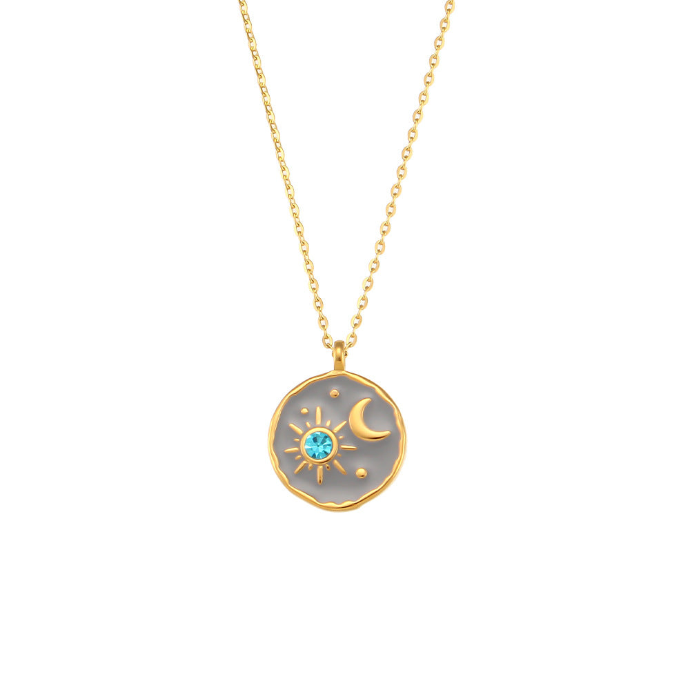 Enamel Sun and Moon Necklace