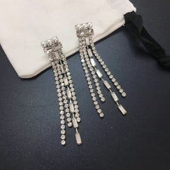Rhinestone Tassel Drop Earrings