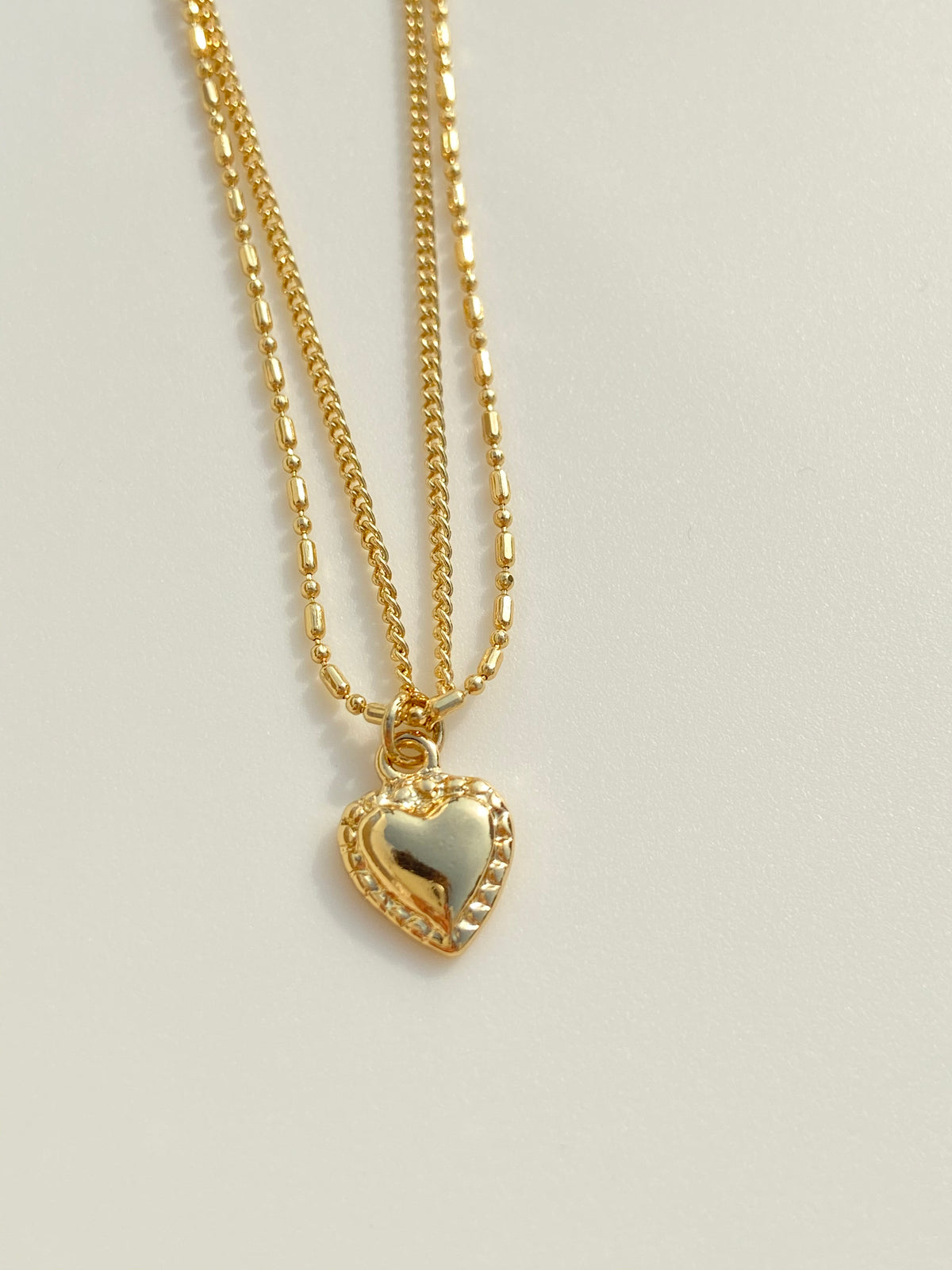 Vintage Gold Heart Layered Necklace