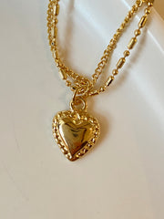 Vintage Gold Heart Layered Necklace